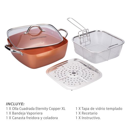 Olla cuadrada XL Eternity Copper: eficiencia y sabor en tamaño extra