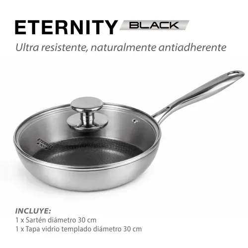 Sartén de acero inoxidable tricapa indestructible Eternity Black